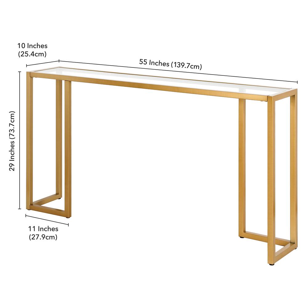Oscar 55'' Wide Rectangular Console Table in Brass. Picture 5