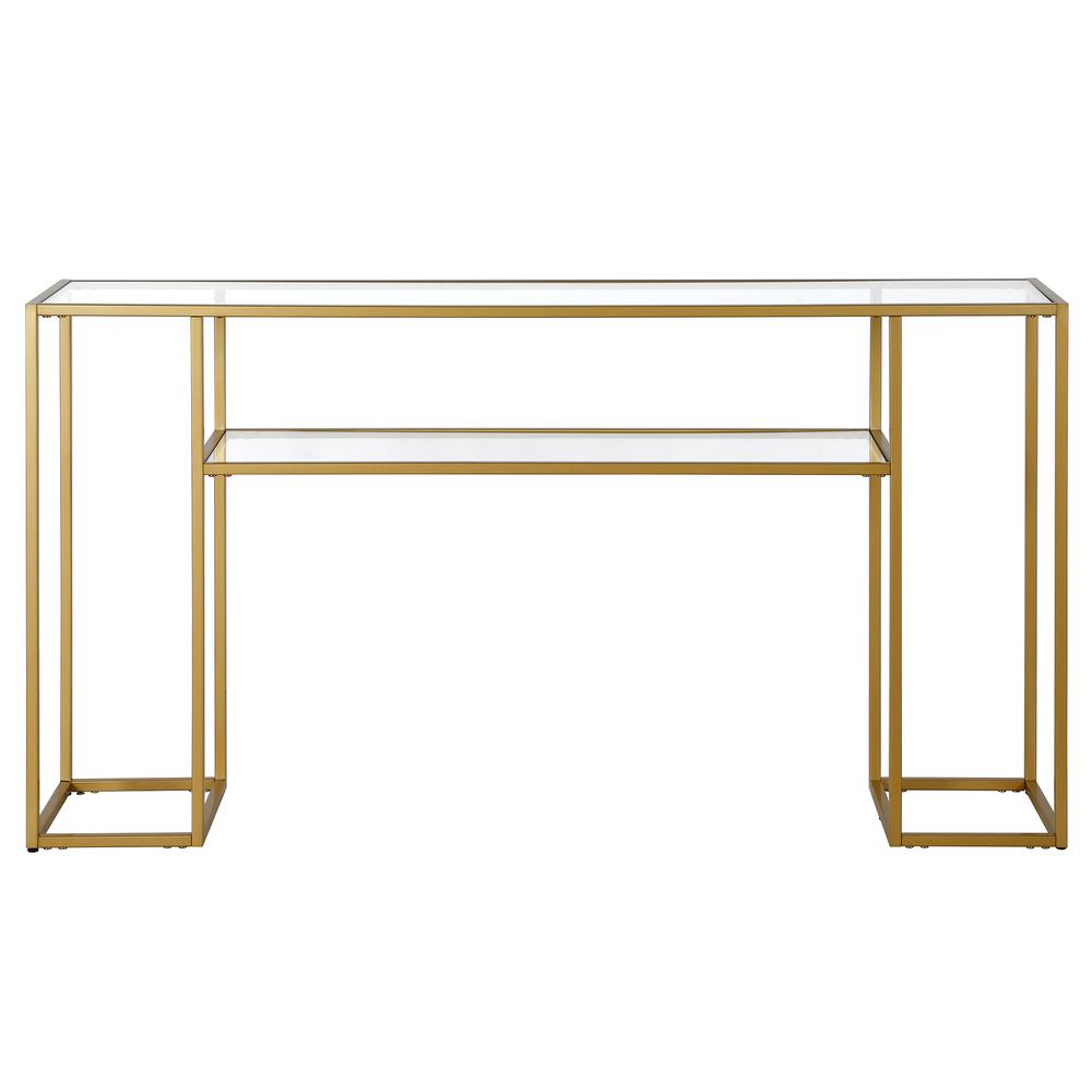 Marilyn 55" Wide Rectangular Console Table in Brass. Picture 3