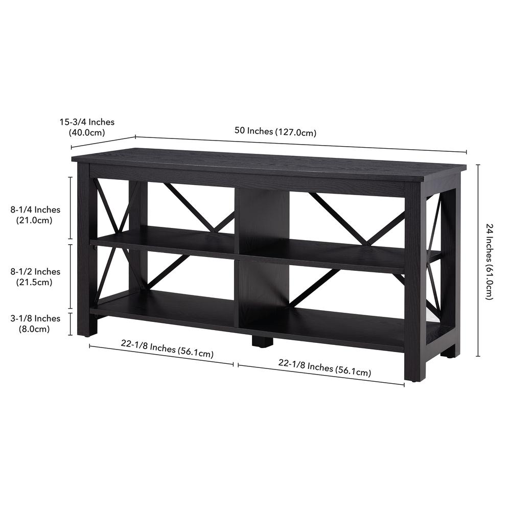 Sawyer Rectangular TV Stand for TV's up to 55" in Black. Picture 5