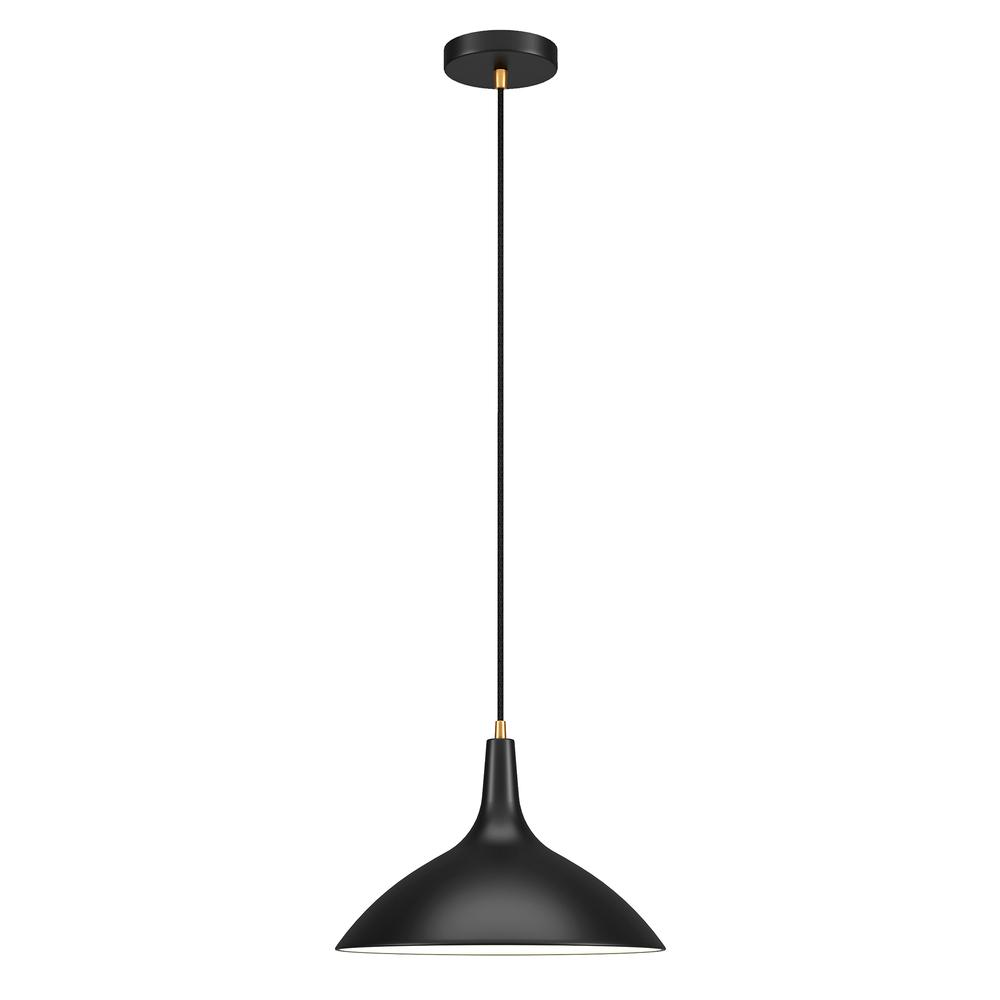 Barton 14" Wide Pendant with Metal Shade in Matte Black/Brass/Matte Black. Picture 3