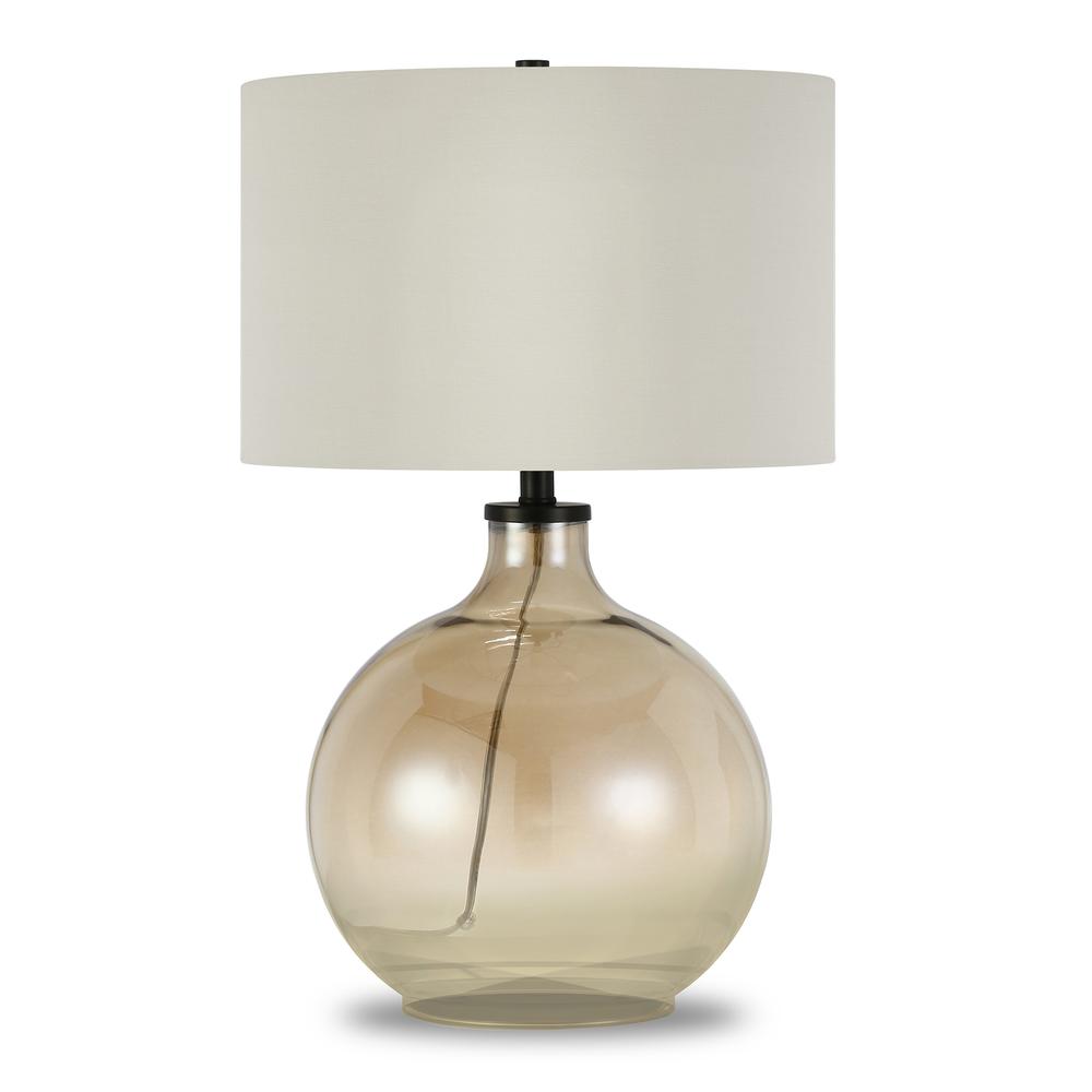 Laelia 24.75" Tall Table Lamp with Fabric Shade in Gold Luster Glass/White. Picture 1