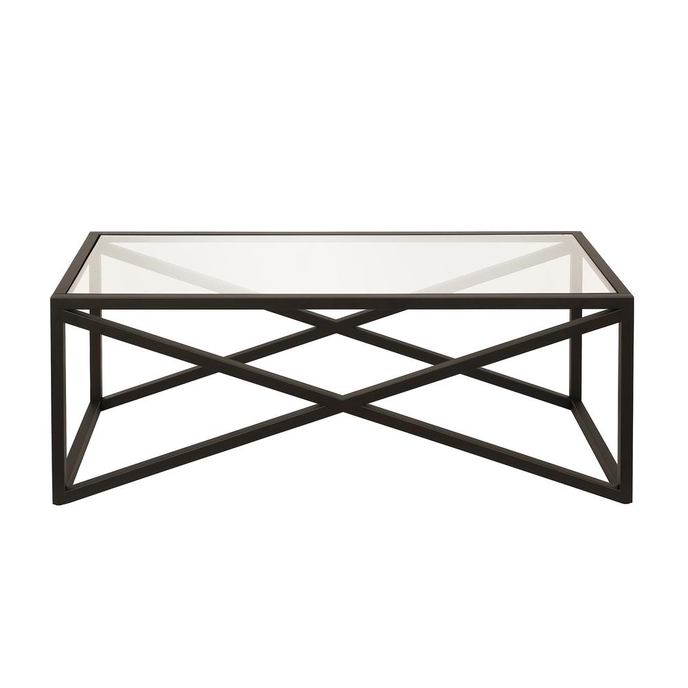 Calix 46'' Wide Rectangular Coffee Table in Blackened Bronze. Picture 3