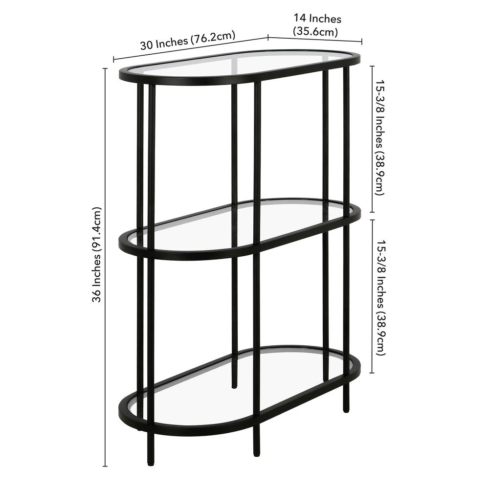 Leif 30'' Wide Oval Bookcase in Blackened Bronze. Picture 5