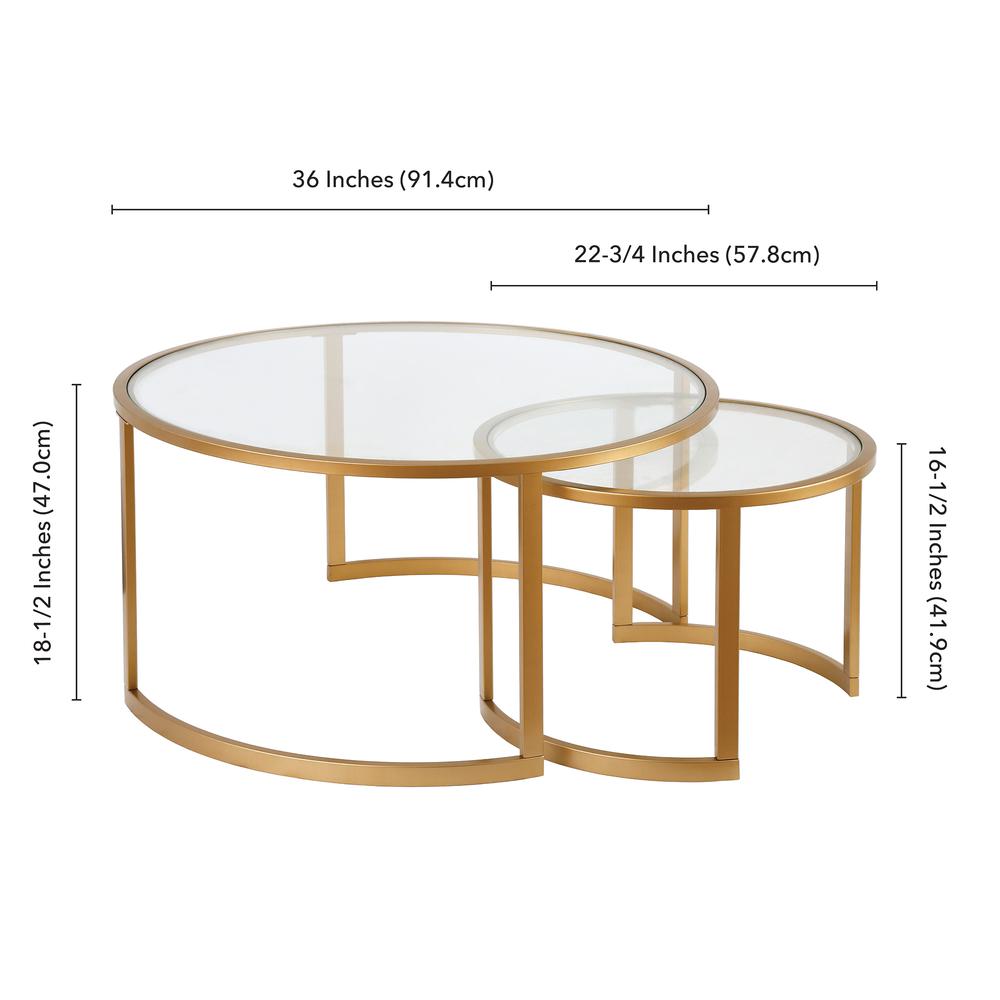 Mitera Round Nested Coffee Table in Brass. Picture 5