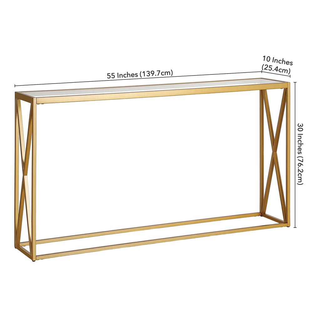 Arlo 55'' Wide Rectangular Console Table in Brass. Picture 5