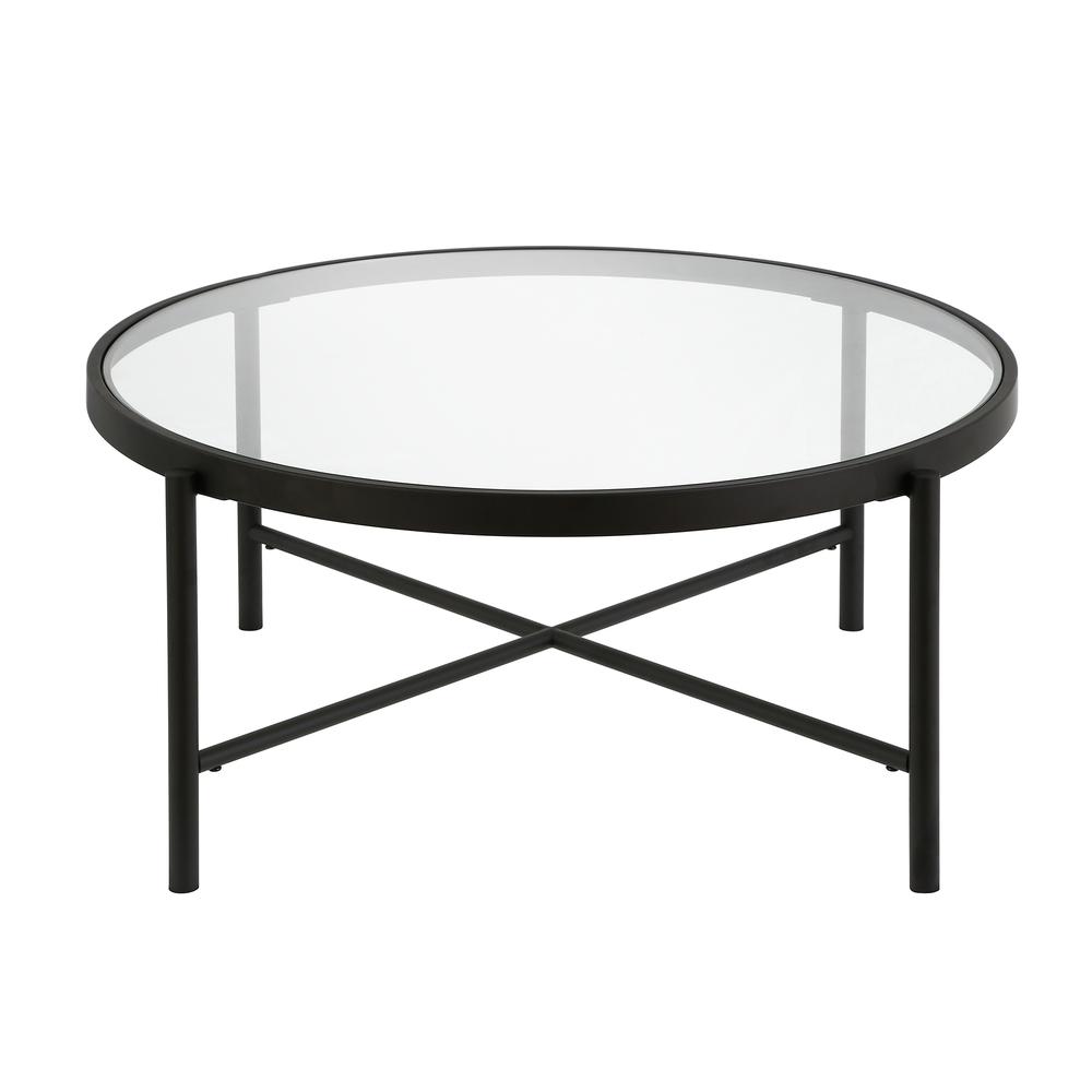 Duxbury 36'' Wide Round Coffee Table in Blackened Bronze. Picture 1