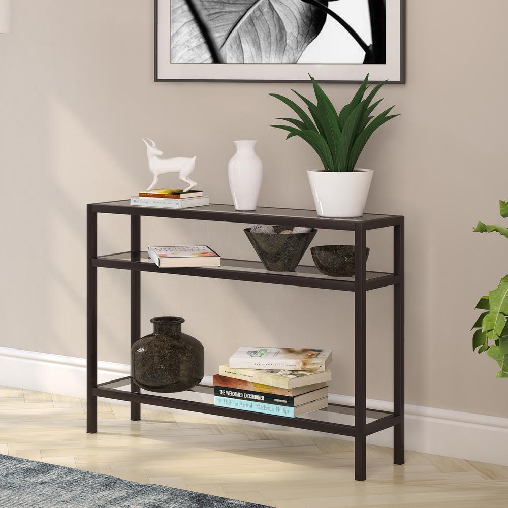 Sivil 42'' Wide Rectangular Console Table in Blackened Bronze. Picture 2
