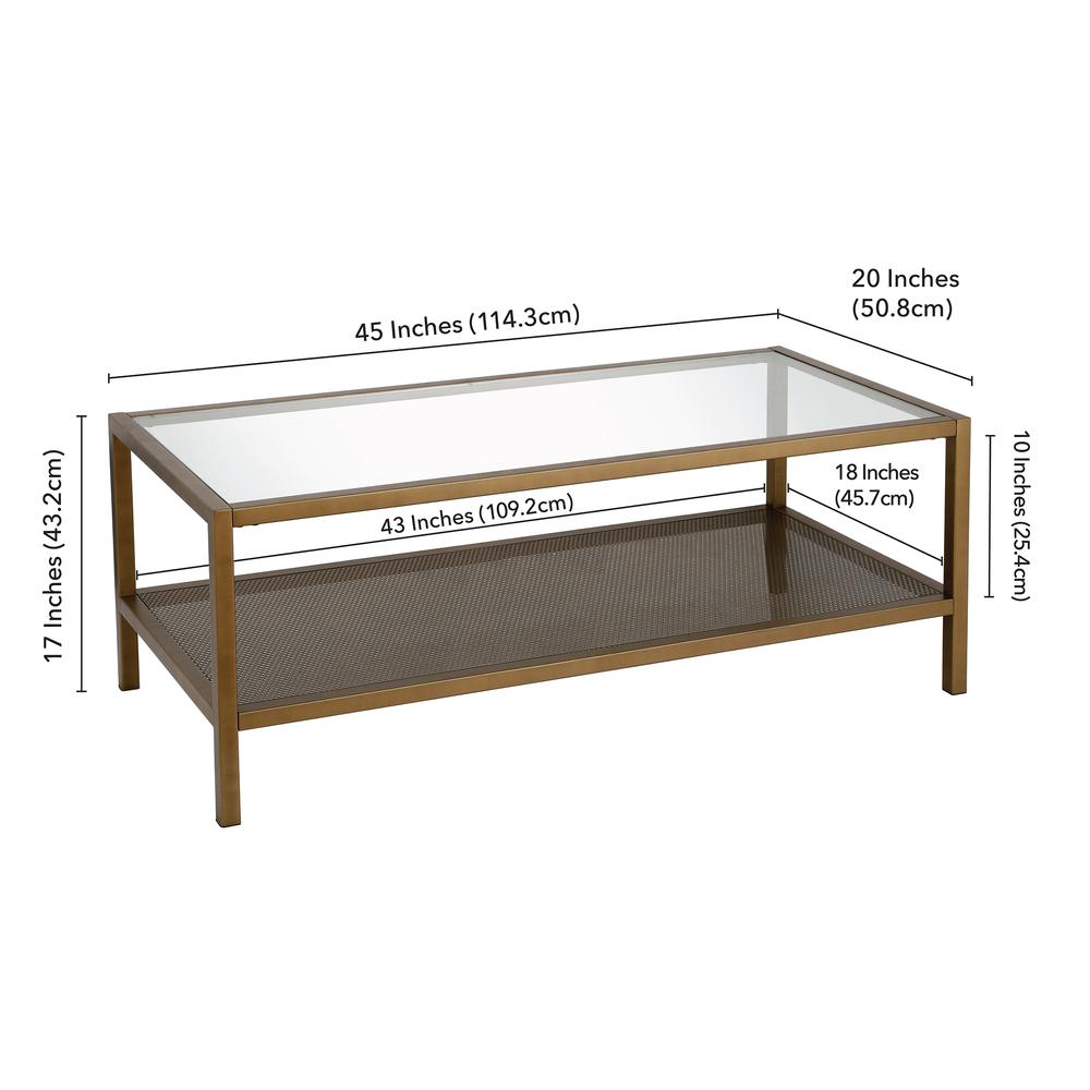 Rigan 45'' Wide Rectangular Coffee Table in Brass. Picture 5