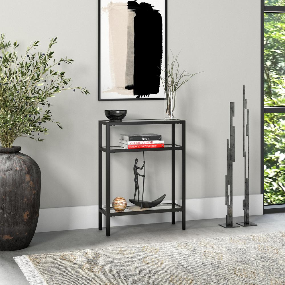 Sivil 22'' Wide Rectangular Console Table in Blackened Bronze. Picture 4