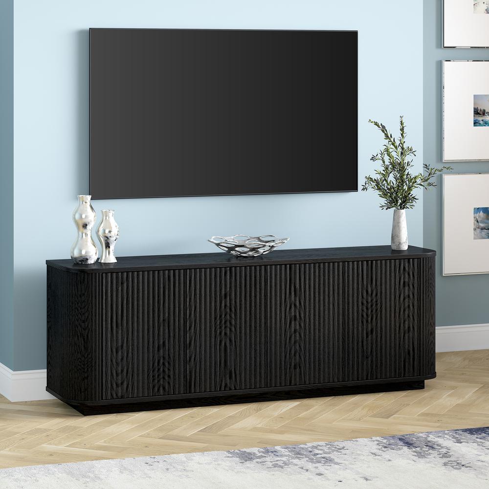Canton Rectangular TV Stand for TV's up to 75" in Black Grain. Picture 4