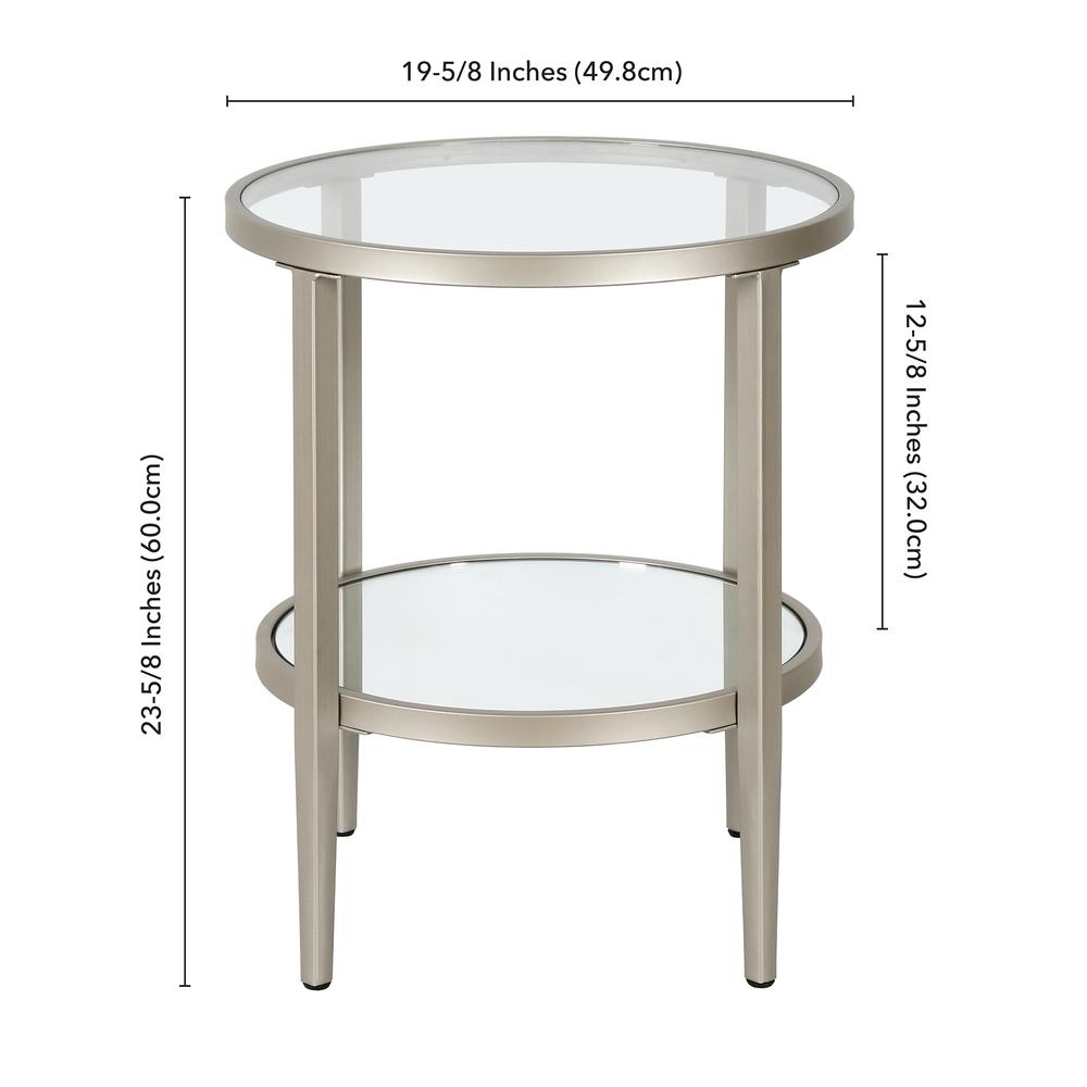 Hera 19.63'' Wide Round Side Table in Satin Nickel. Picture 5
