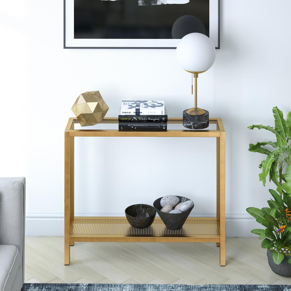 Rigan 36'' Wide Rectangular Console Table in Brass. Picture 4
