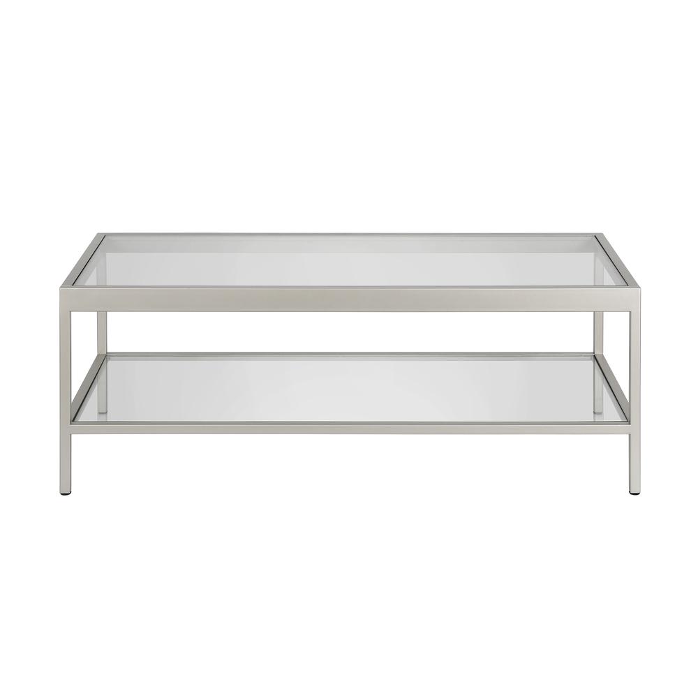 Alexis 45'' Wide Rectangular Coffee Table in Nickel. Picture 3