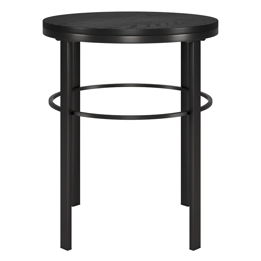 Gaia 20" Wide Round Side Table with MDF Top in Blackened Bronze/Black Grain. Picture 3