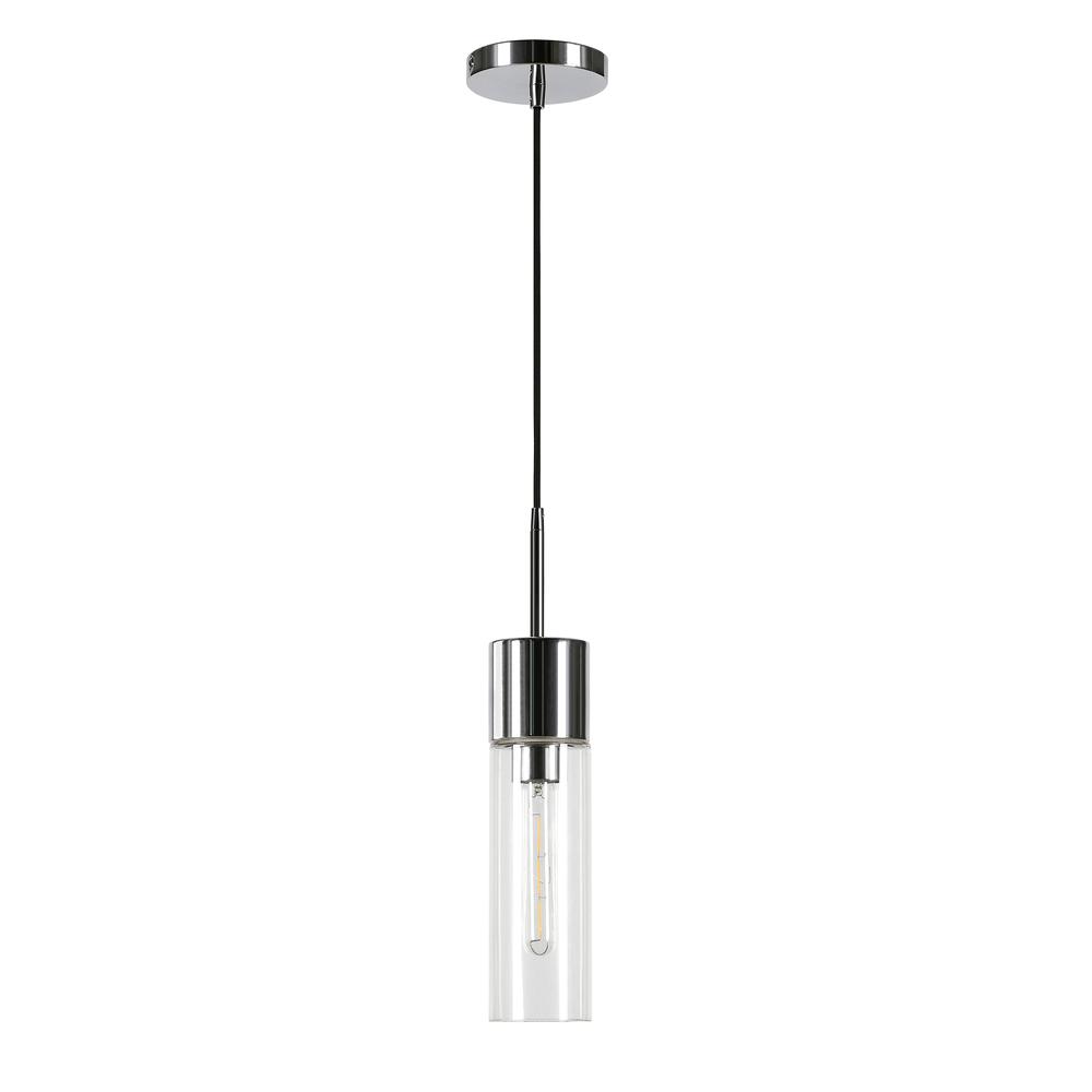 Lance 3.5" Wide Pendant with Glass Shade in Nickel/Clear. Picture 1