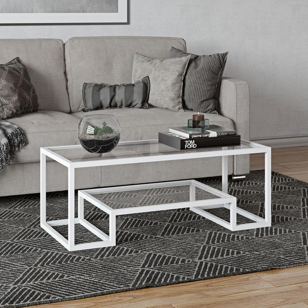 Athena 45'' Wide Rectangular Coffee Table in White. Picture 2