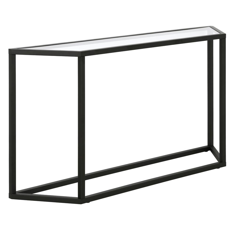 Levi 55'' Wide Trapezoid Console Table in Blackened Bronze. Picture 1