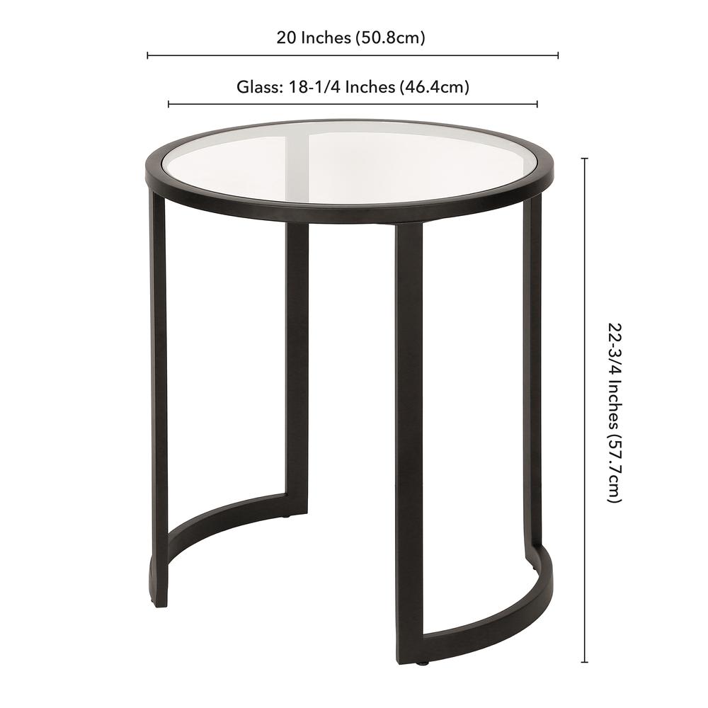 Mitera 20'' Wide Round Side Table in Blackened Bronze. Picture 5