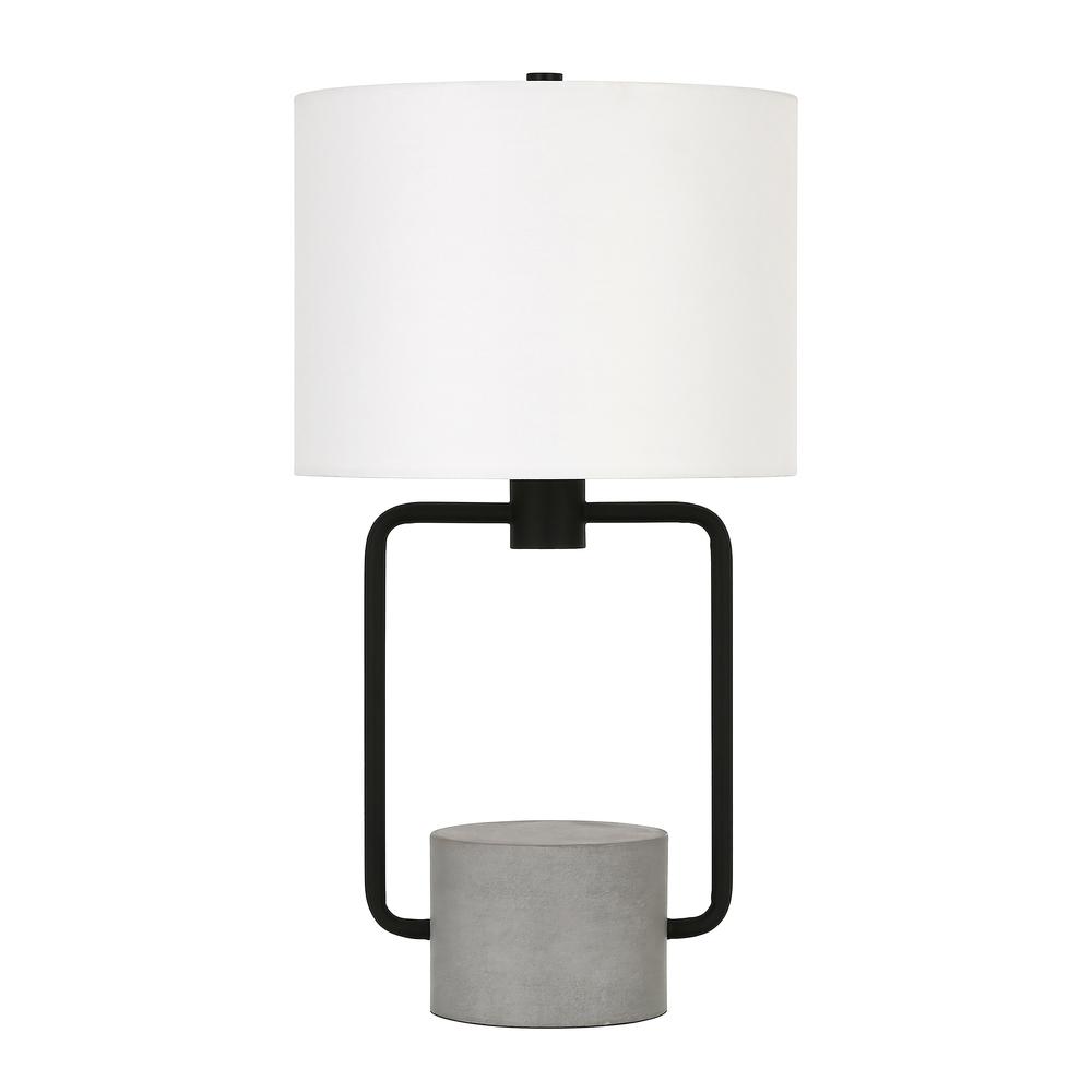 Howland 22" Tall Table Lamp with Fabric Shade in Blackened Bronze/Concrete/White. Picture 3