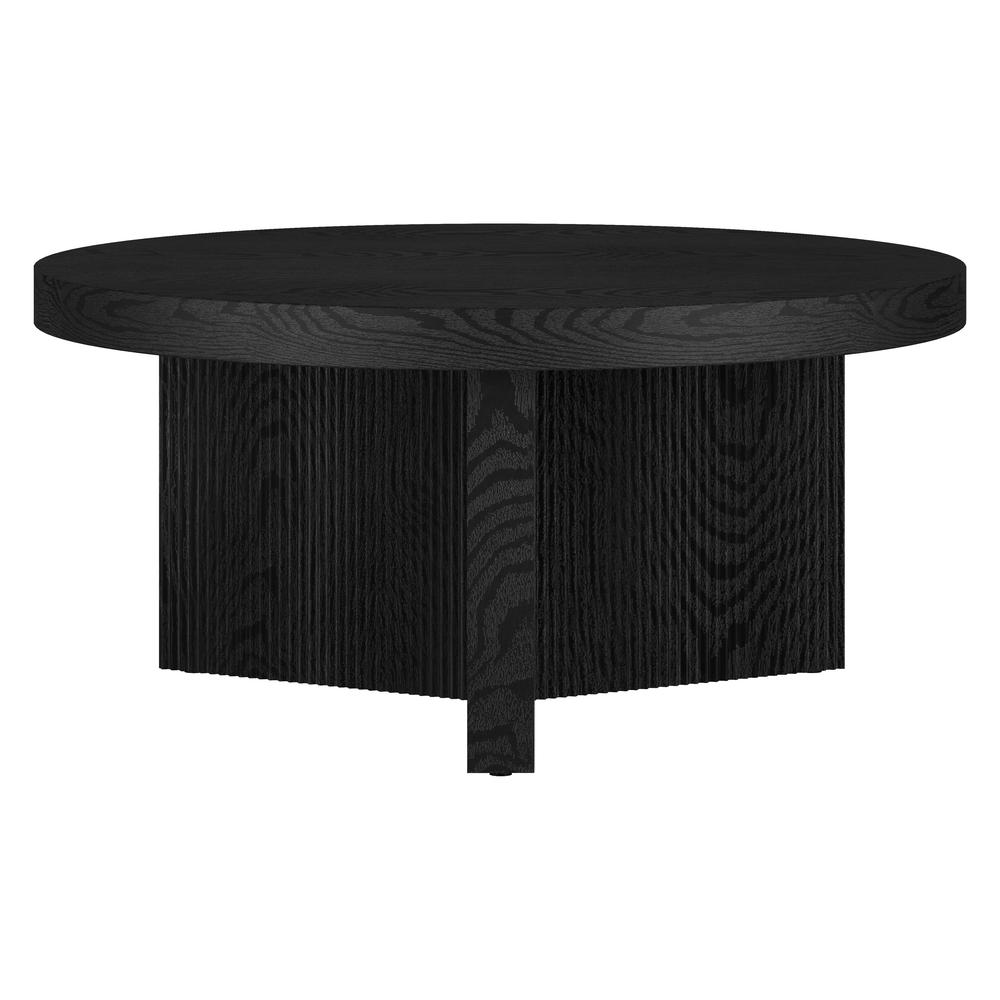 Holm 32" Wide Round Coffee Table in Black Grain. Picture 2