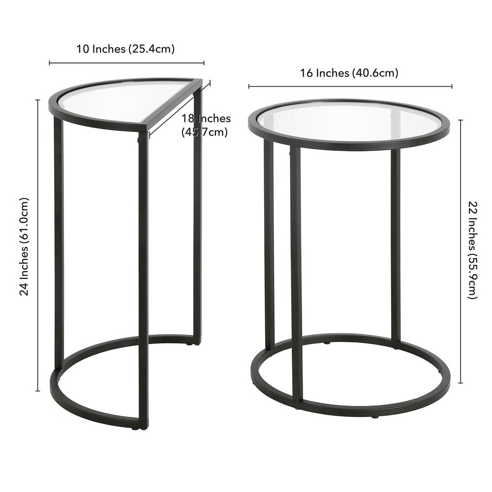Luna Round & Demilune Nested Side Table in Blackened Bronze. Picture 5