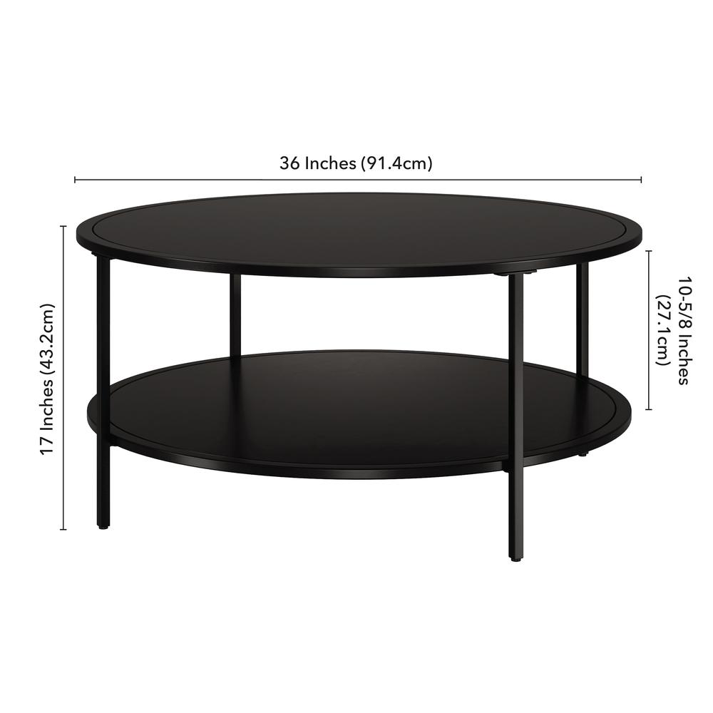 Sivil 36'' Wide Round Coffee Table with Metal Top in Blackened Bronze. Picture 4