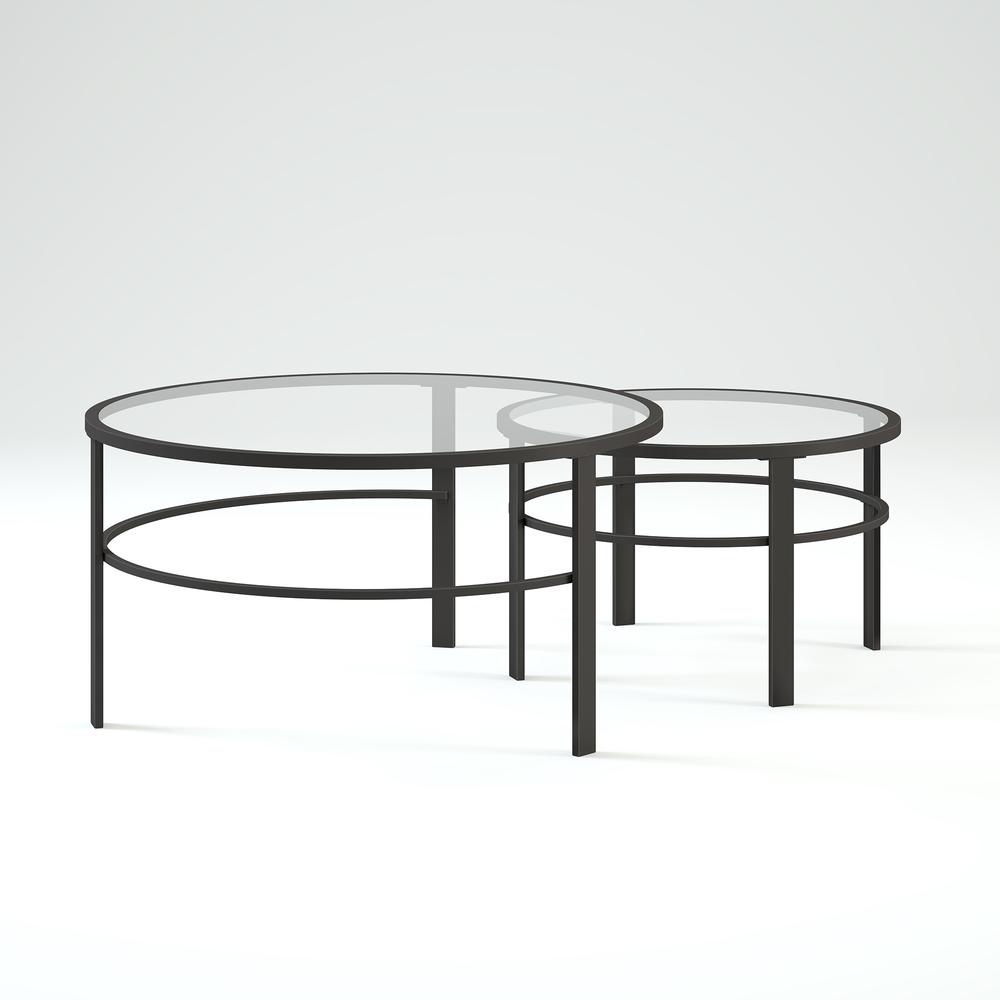 Gaia Round Nested Coffee Table in Blackened Bronze. Picture 3