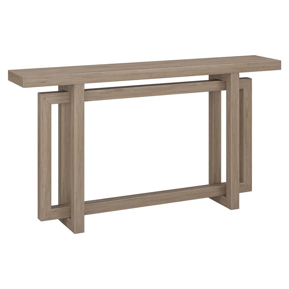 Breslow 55" Wide Rectangular Console Table in Antiqued Gray Oak. Picture 1