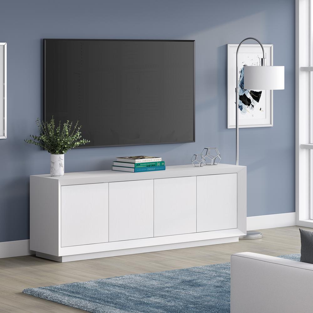 Oswald Rectangular TV Stand for TV's up to 75" in White. Picture 4