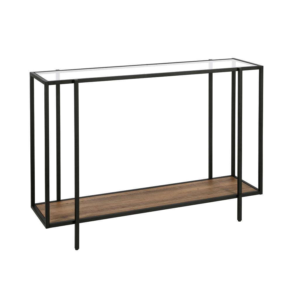 Vireo 42'' Wide Rectangular Console Table with MDF Shelf in Blackened Bronze/Rustic Oak. Picture 1