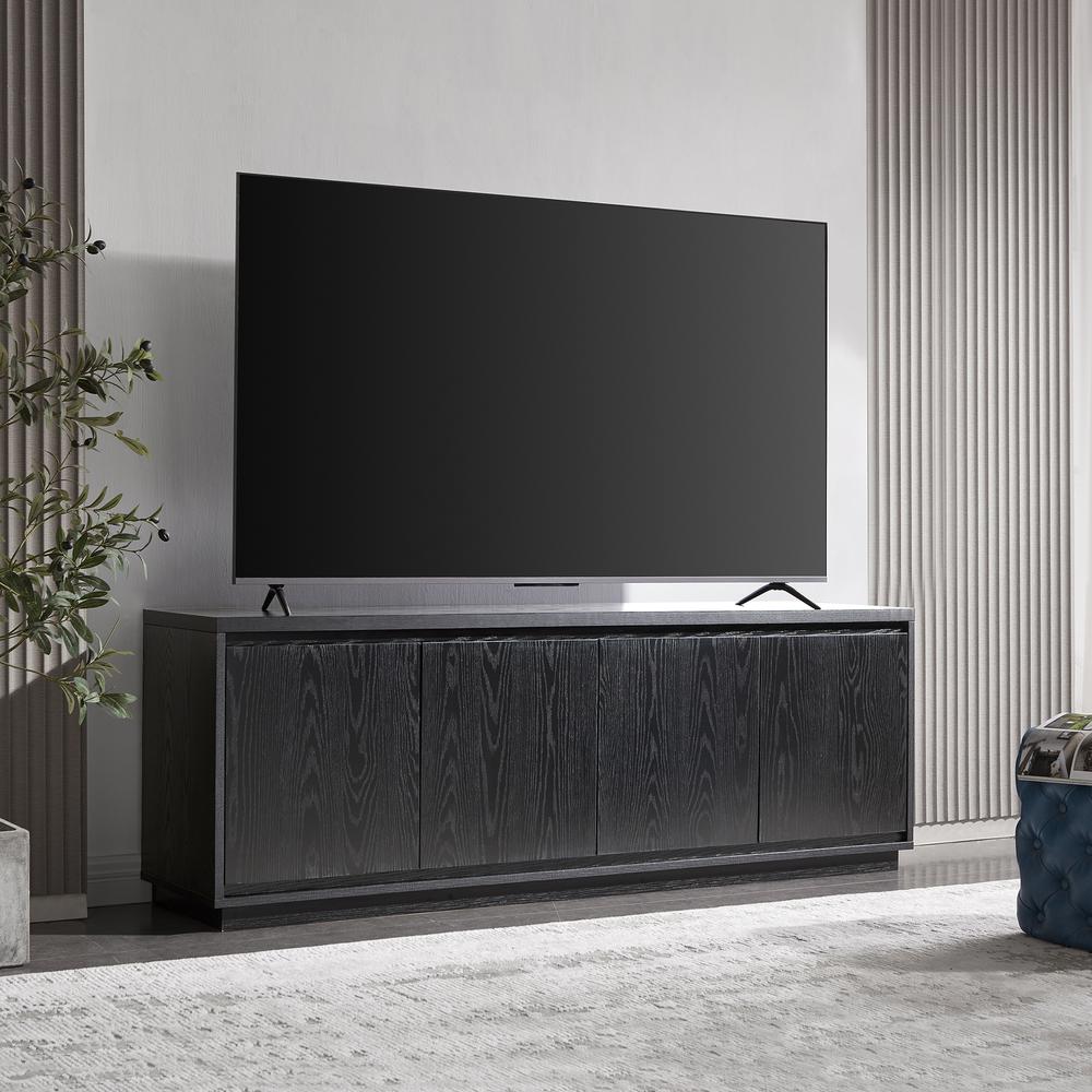 Presque Rectangular TV Stand for TV's up to 80" in Black Grain. Picture 4