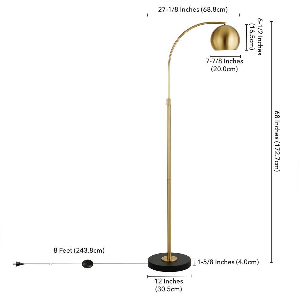 Olivia Arc Floor Lamp in Brass/Blackened Bronze/Brass. Picture 5