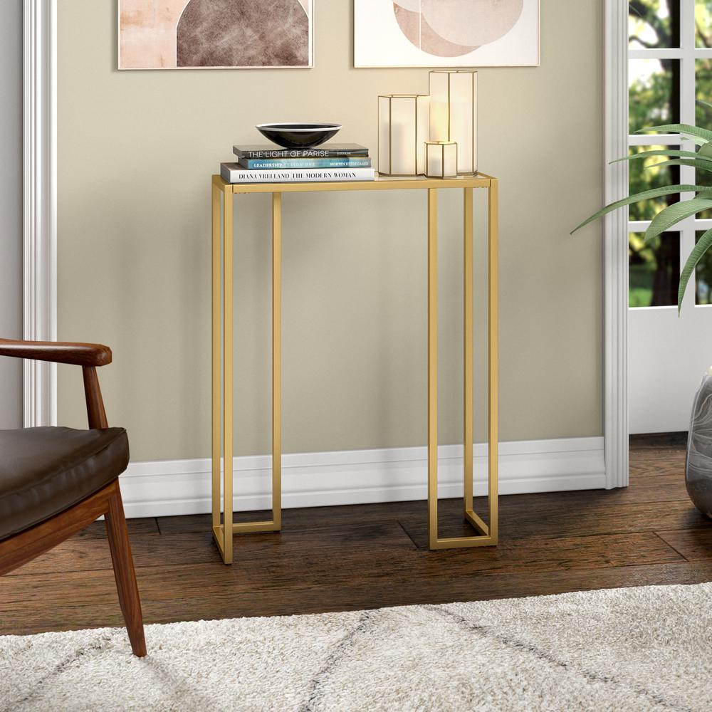 Oscar 22'' Wide Rectangular Console Table in Brass. Picture 2