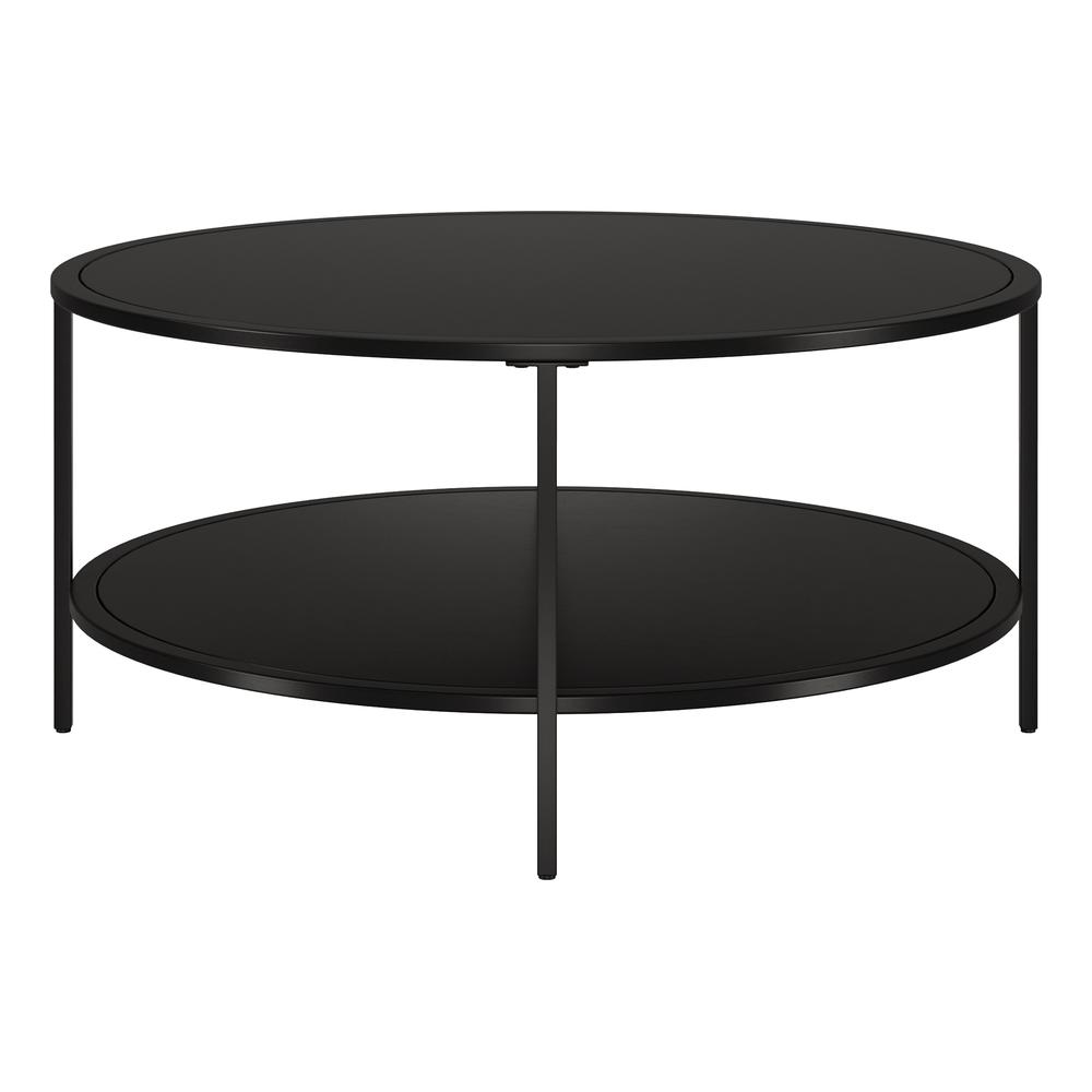 Sivil 36'' Wide Round Coffee Table with Metal Top in Blackened Bronze. Picture 3