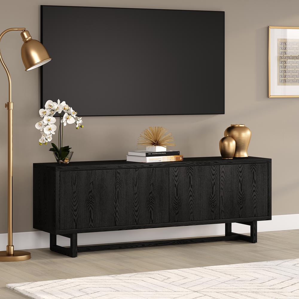 Cutler Rectangular TV Stand for TV's up to 75" in Black Grain. Picture 5