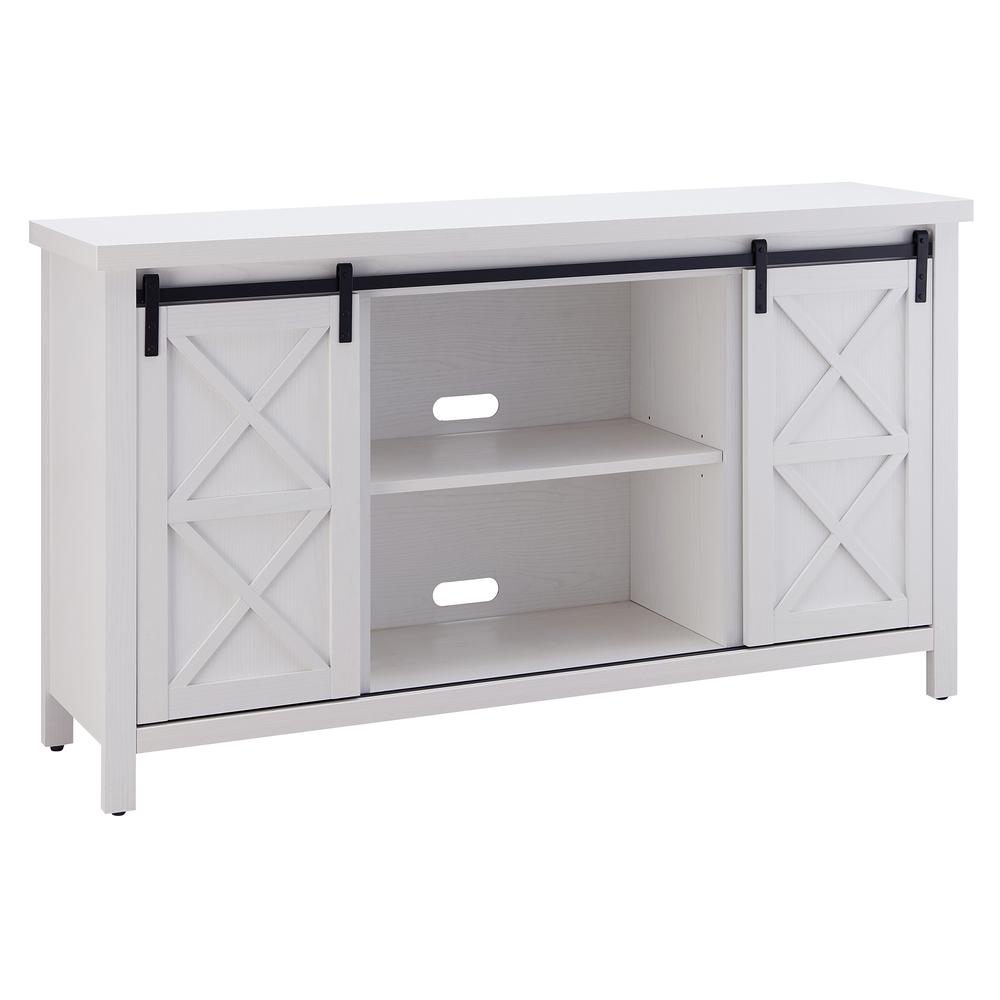 Elmwood Rectangular TV Stand for TV's up to 65" in White. Picture 1