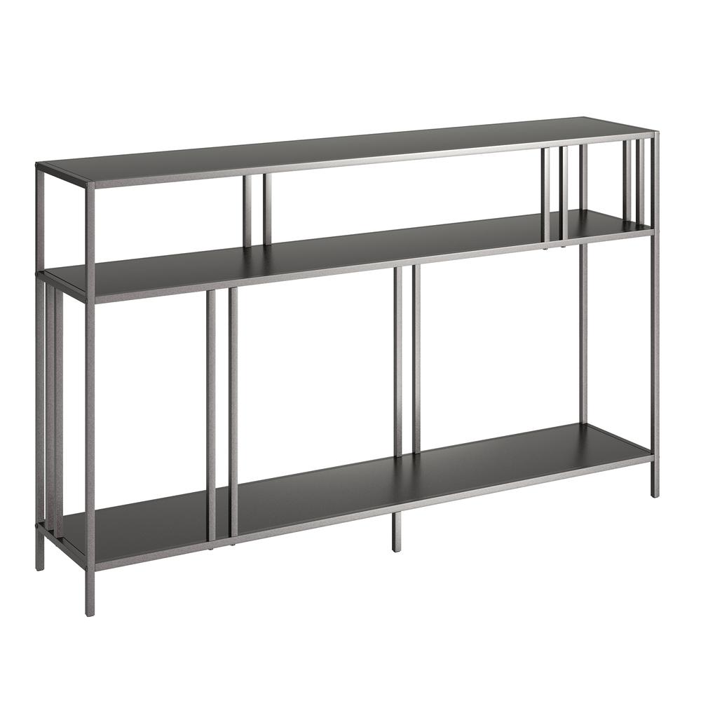 Cortland 48'' Wide Rectangular Console Table with Metal Shelves in Gunmetal Gray. Picture 1