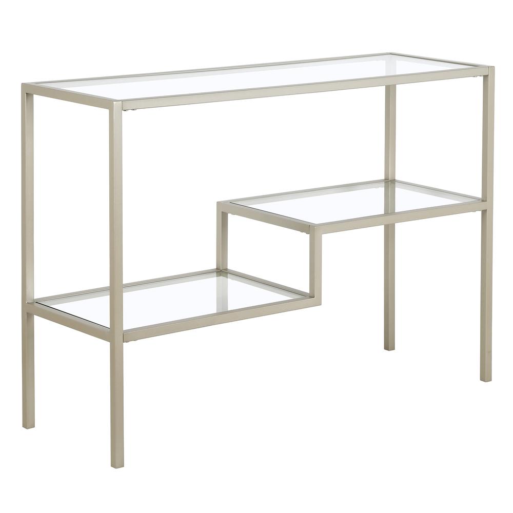 Lovett 42'' Wide Rectangular Console Table in Satin Nickel. Picture 1