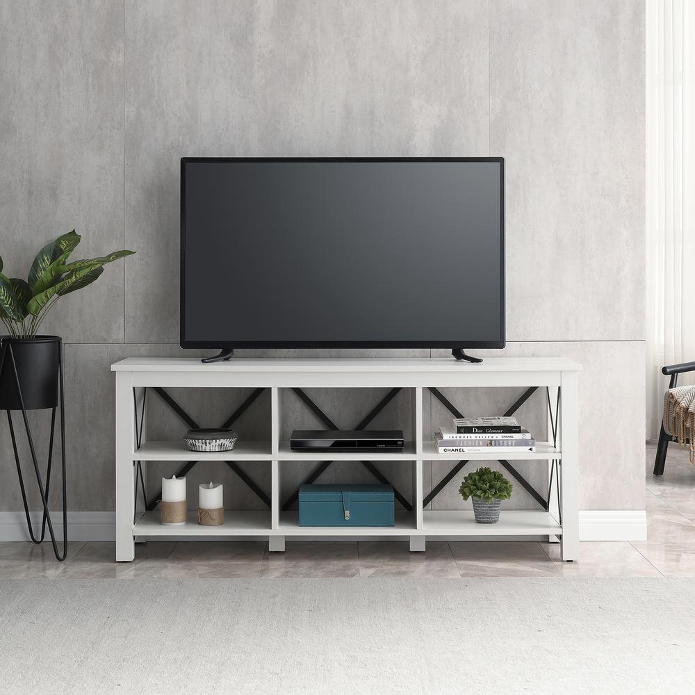 Sawyer Rectangular TV Stand for TV's up to 65" in White. Picture 4