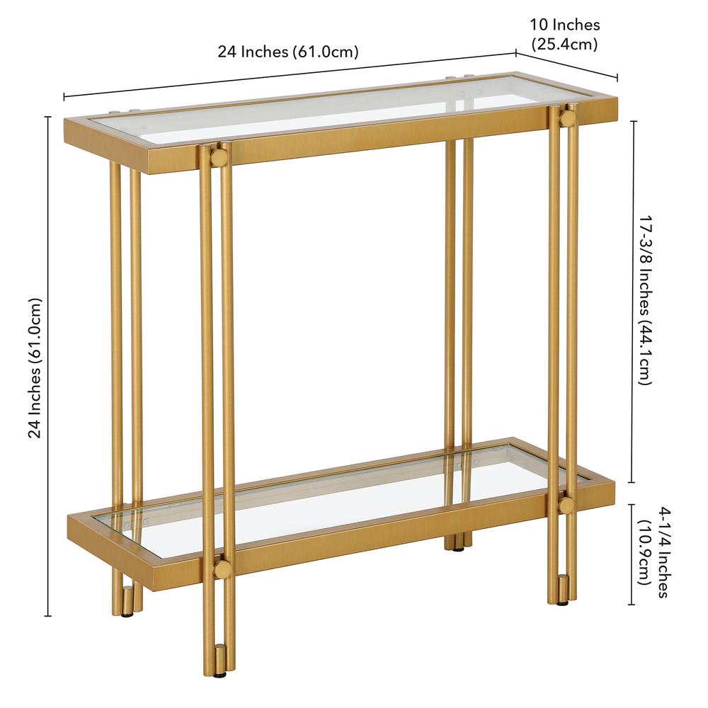 Inez 24'' Wide Rectangular Side Table in Brass. Picture 5