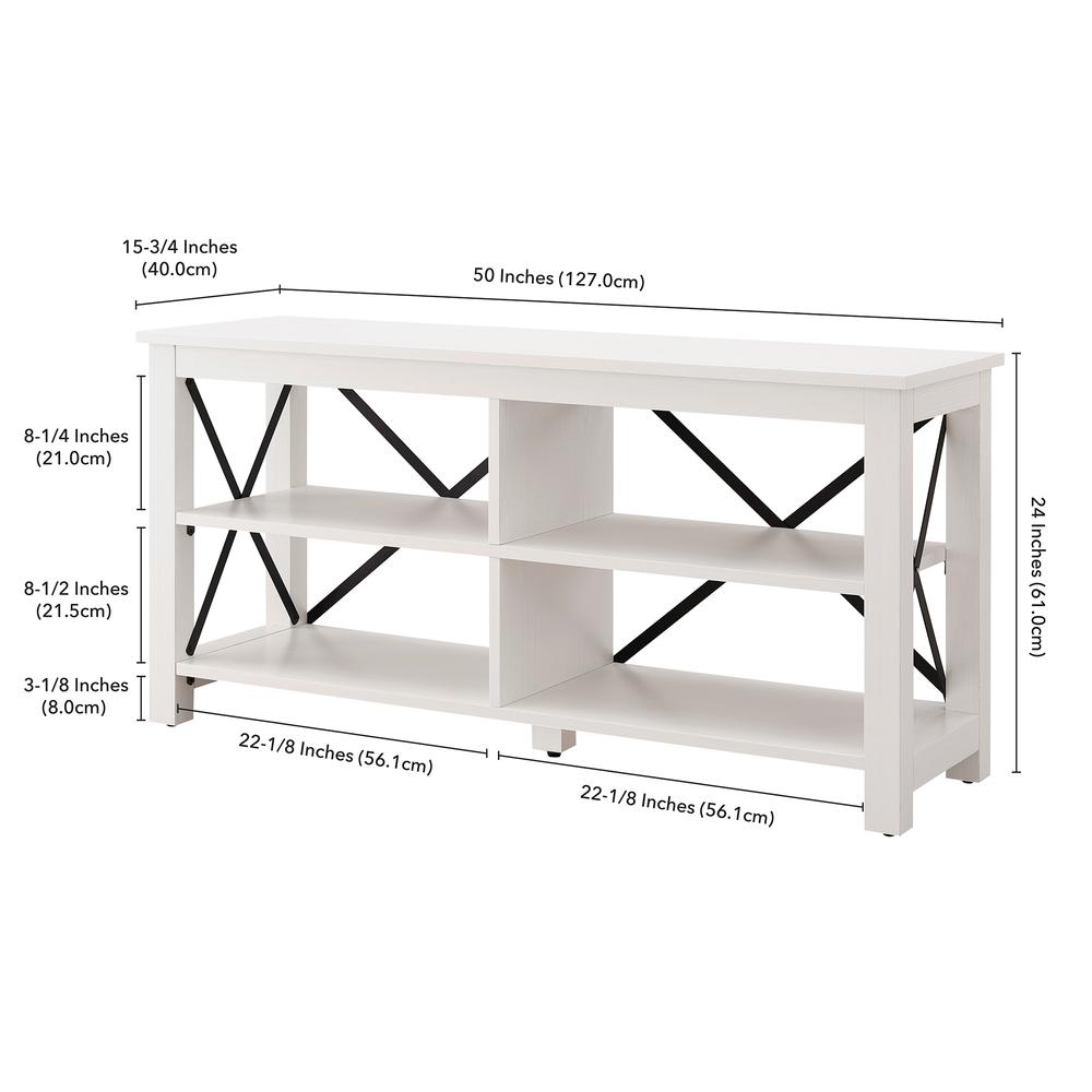 Sawyer Rectangular TV Stand for TV's up to 55" in White. Picture 5