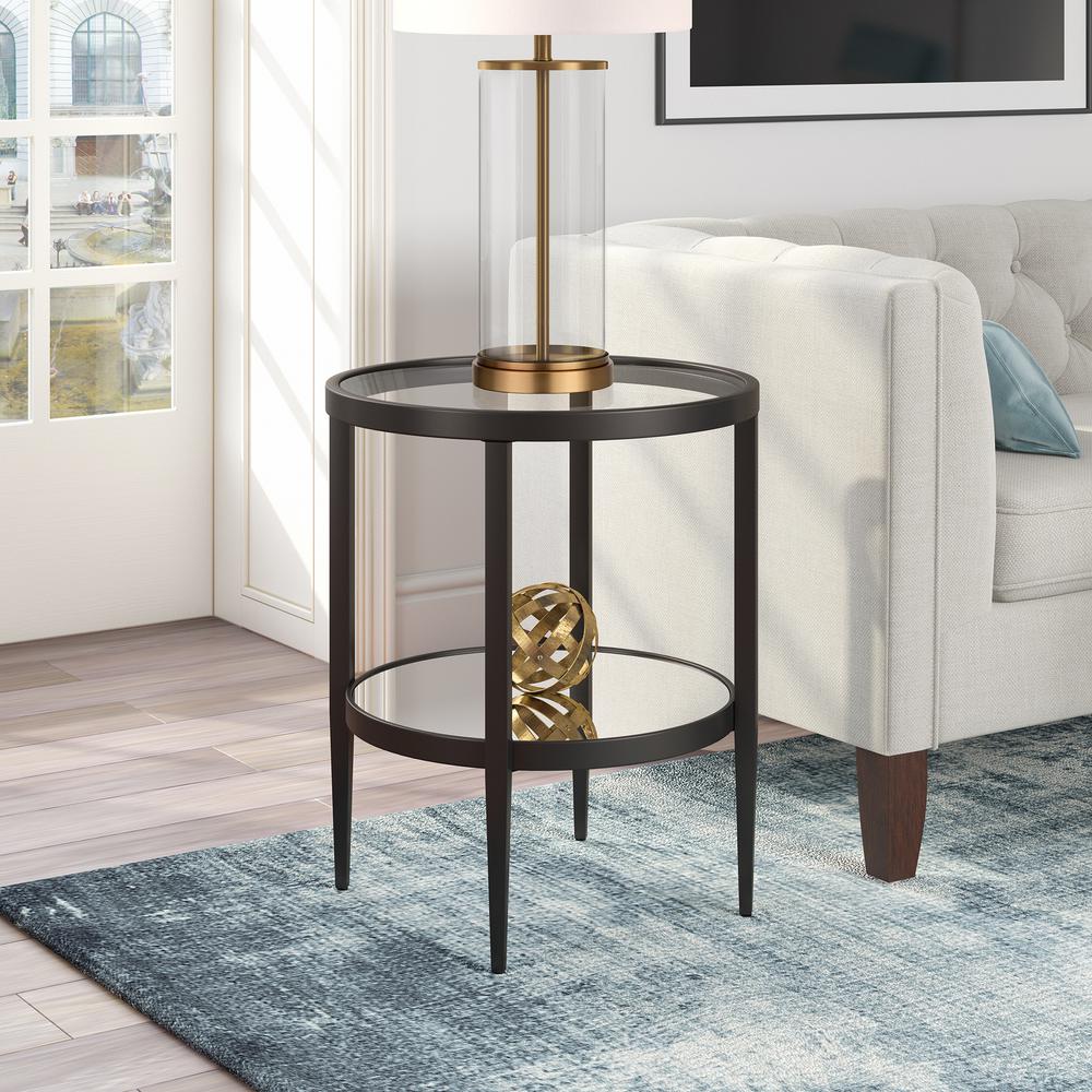 Hera 19.62'' Wide Round Side Table in Blackened Bronze. Picture 2