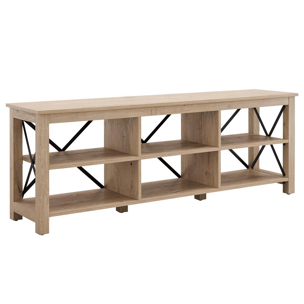 Sawyer Rectangular TV Stand for TV's up to 80" in White Oak. Picture 1