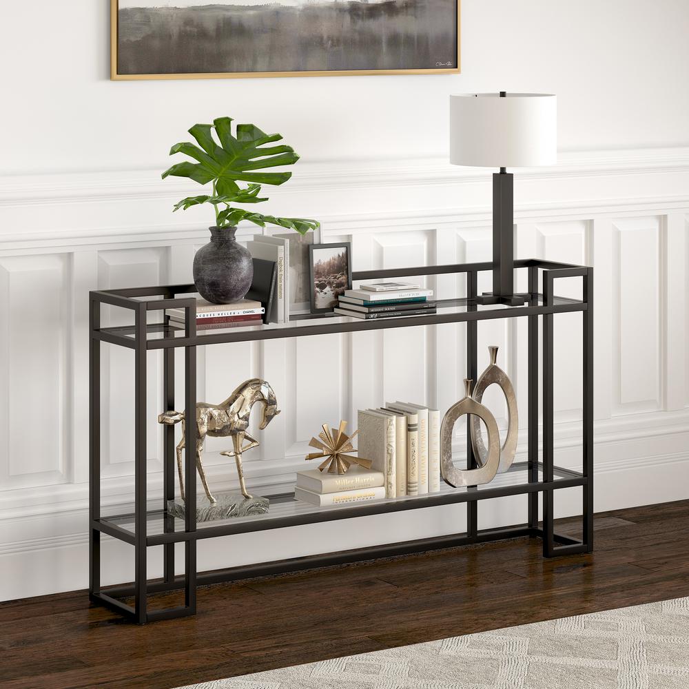 Uriel 52'' Wide Rectangular Console Table in Blackened Bronze. Picture 3