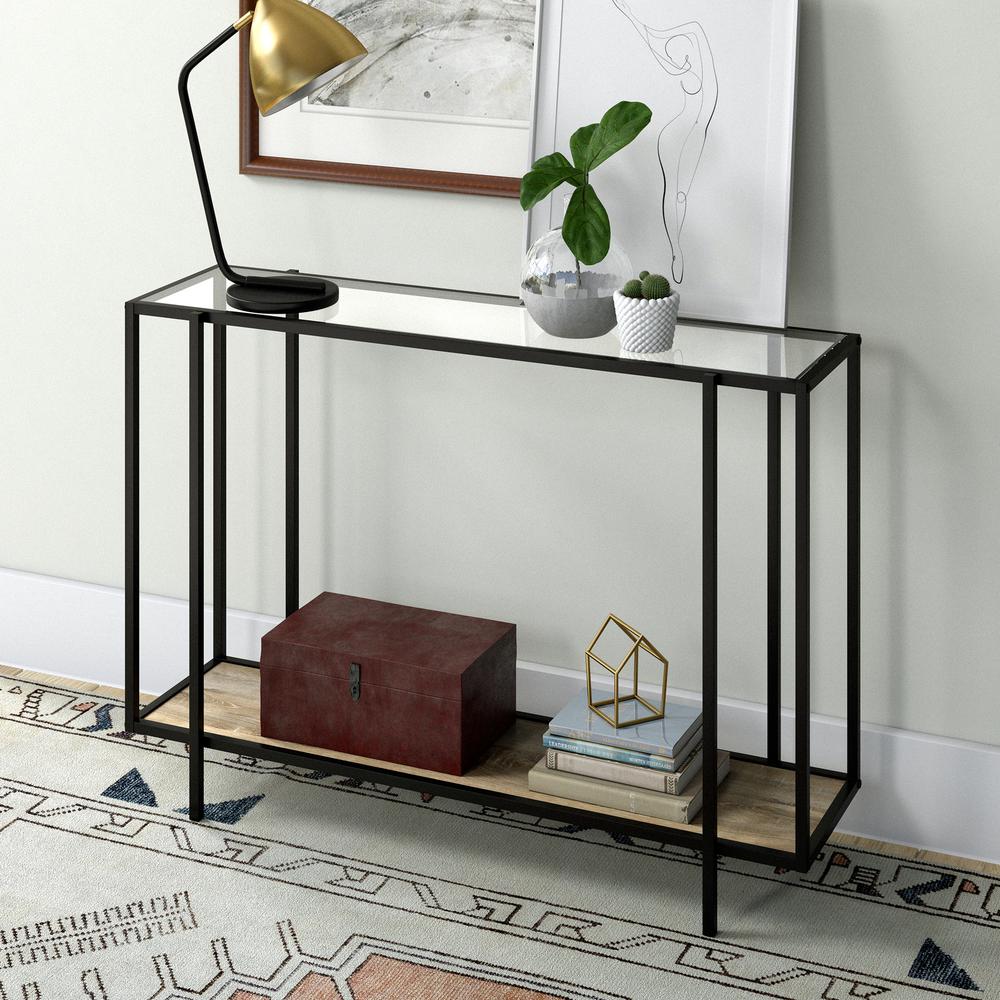 Vireo  42'' Wide Rectangular Console Table with MDF Shelf in Blackened Bronze/Limed Oak. Picture 2