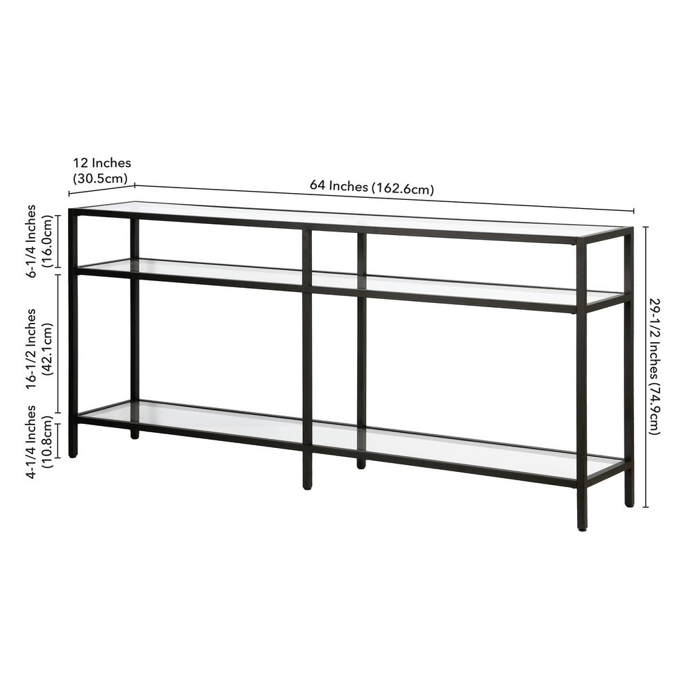 Sivil 64'' Wide Rectangular Console Table in Blackened Bronze. Picture 5