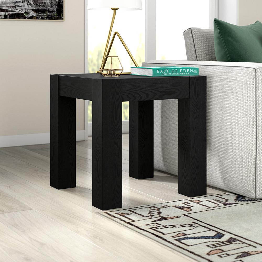 Langston 22" Wide Square Side Table in Black Grain. Picture 2