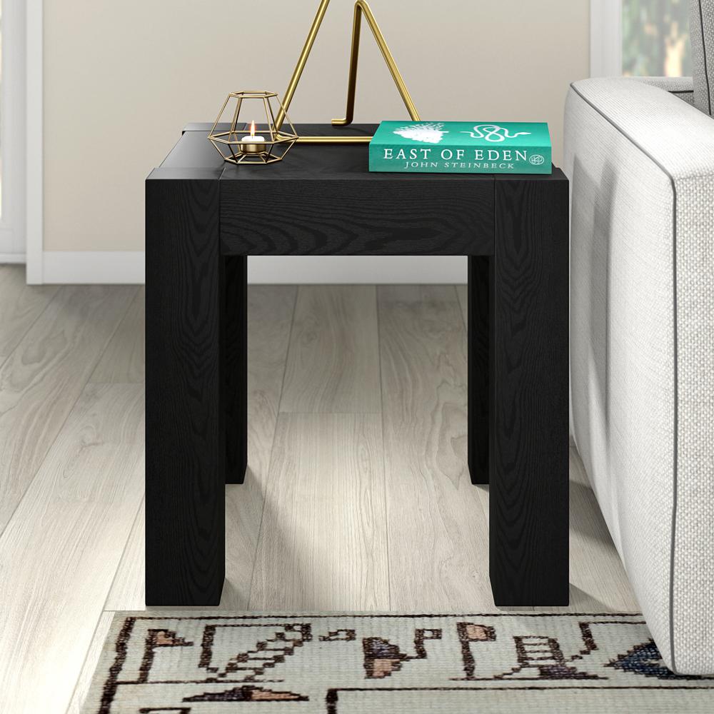 Langston 22" Wide Square Side Table in Black Grain. Picture 4