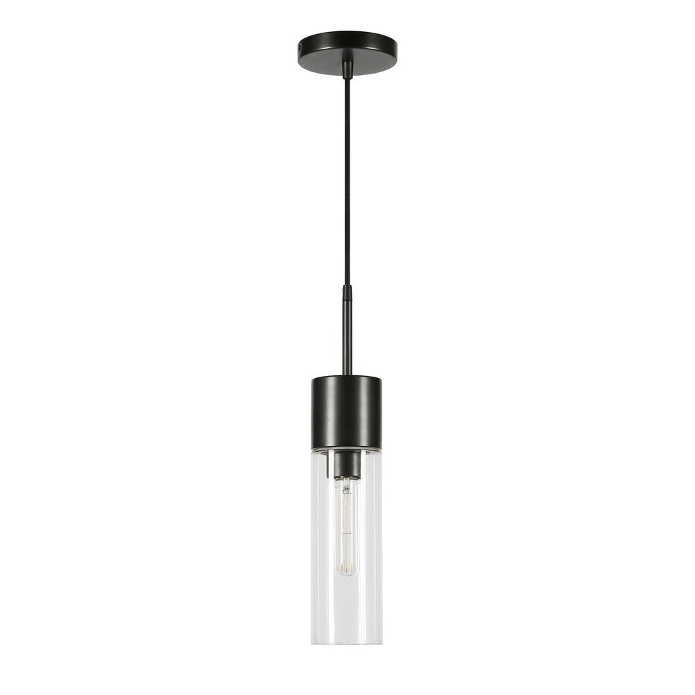 Lance 3.5" Wide Pendant with Glass Shade in Blackened Steel/Clear. Picture 1