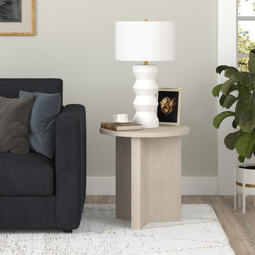 Anders 20" Wide Round Side Table in Alder White. Picture 4